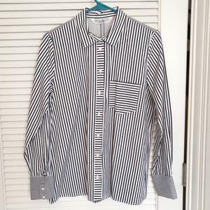 Zara Striped Button Down with Pearl Detail